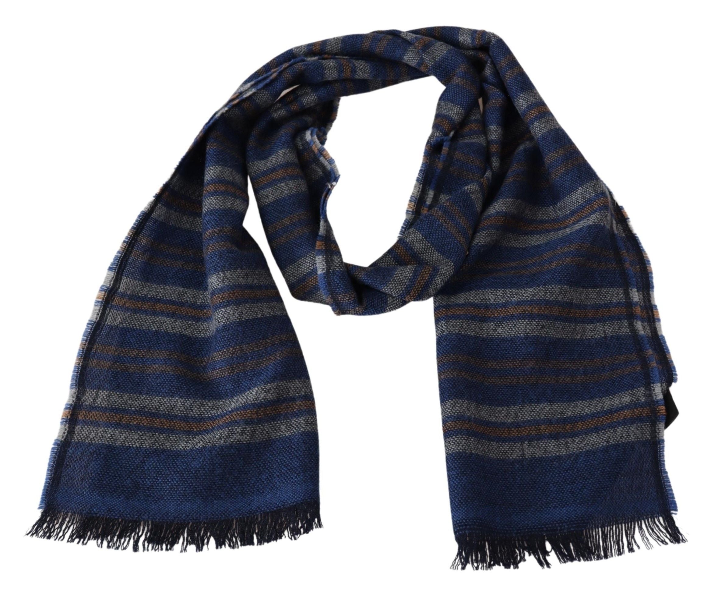 Chic multicolor wool scarf unisex with fringe pattern