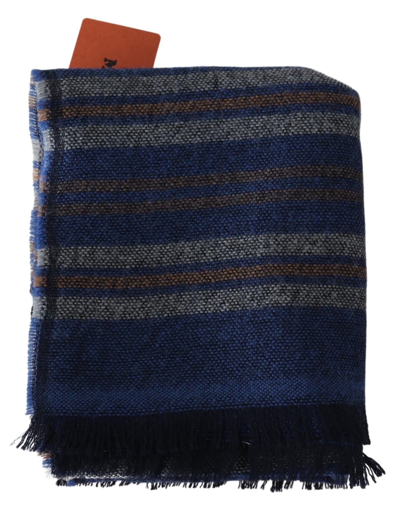 Chic multicolor wool scarf unisex with fringe pattern