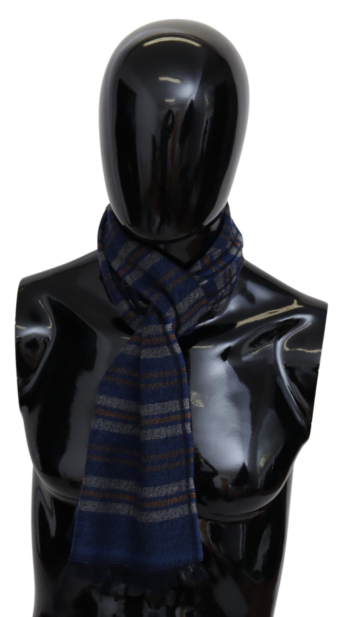 Chic multicolor wool scarf unisex with fringe pattern