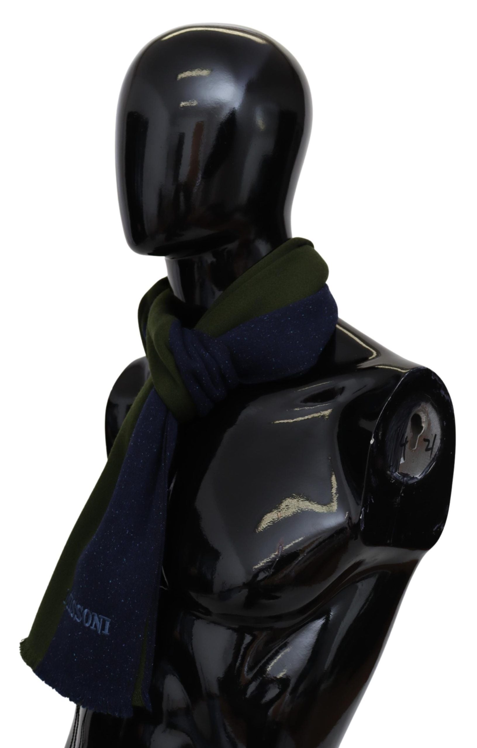 Authentic wool scarf with stripes and logo embroidery