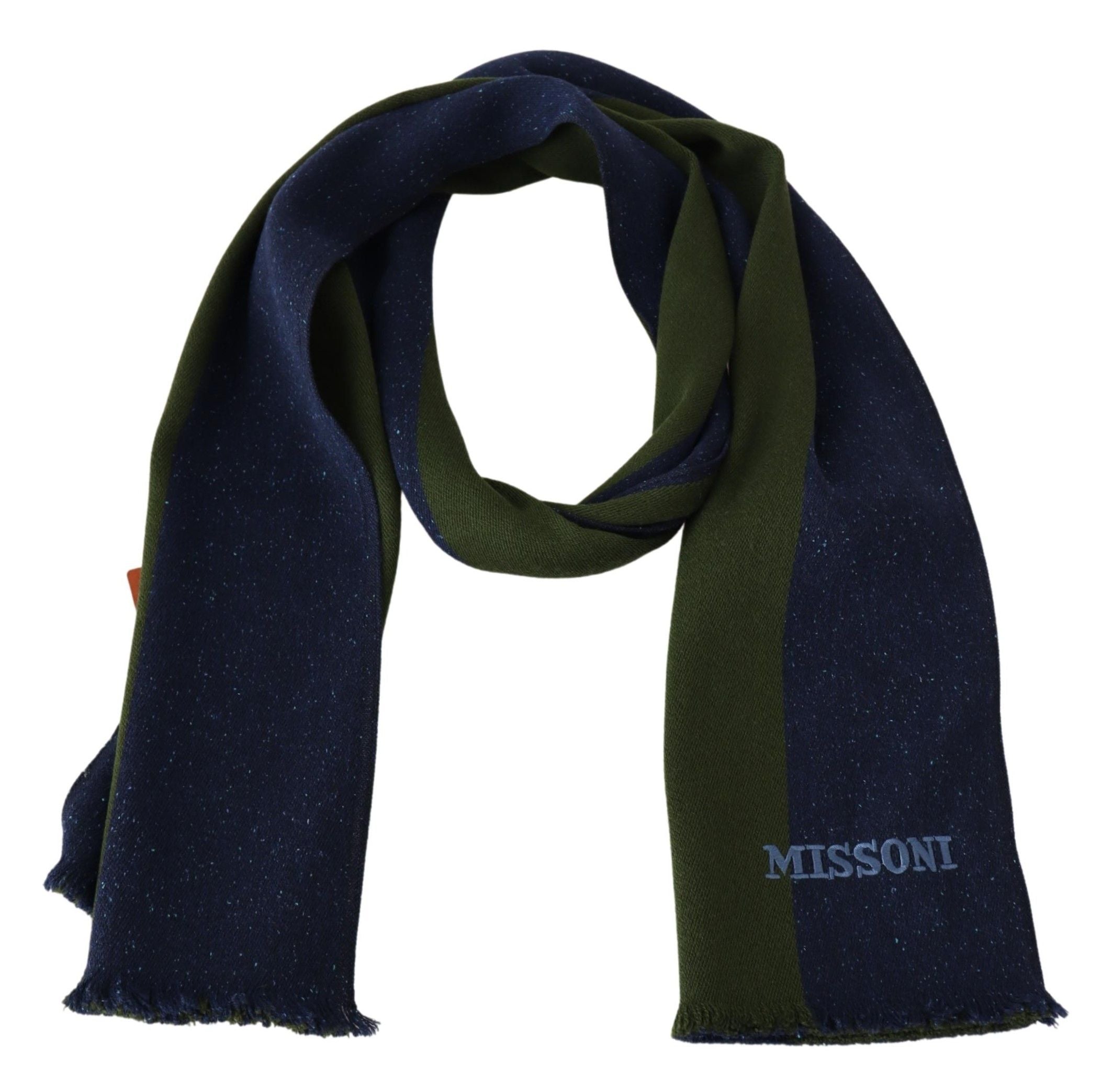 Authentic wool scarf with stripes and logo embroidery