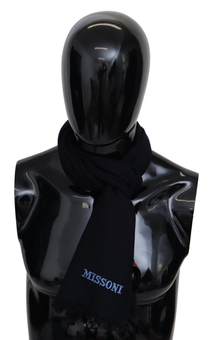 Eleganter schwarzer Unisex-Schal aus Wolle