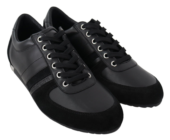 Dolce & Gabbana Elegante schwarze Leder-Sportschuhe