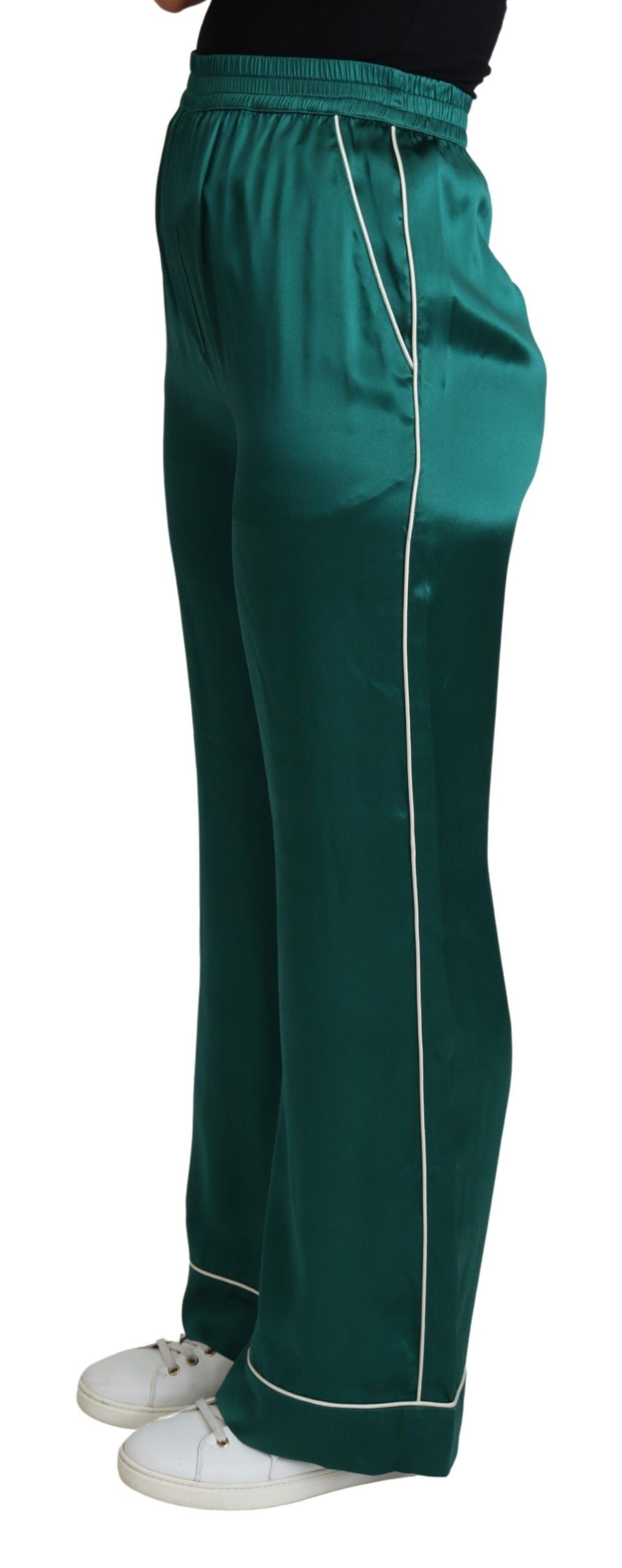 Exquisite Pyjamahose aus Seide in sattem Grün