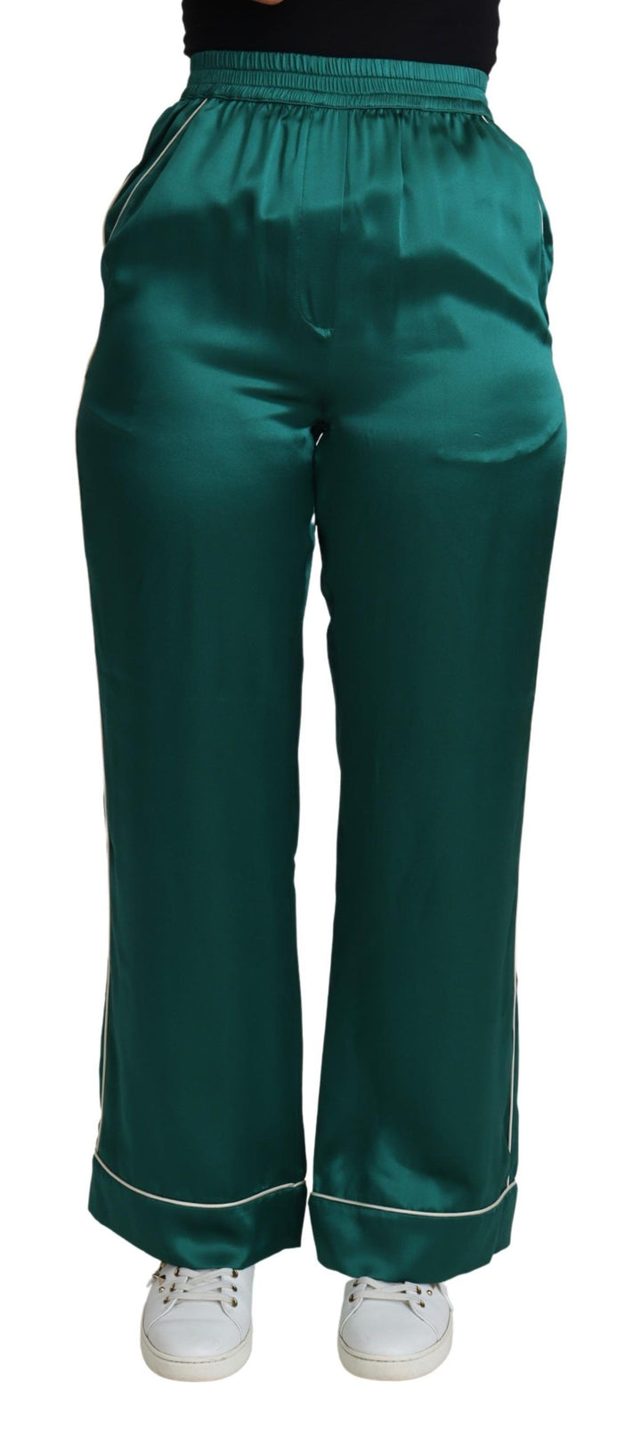 Exquisite Pyjamahose aus Seide in sattem Grün