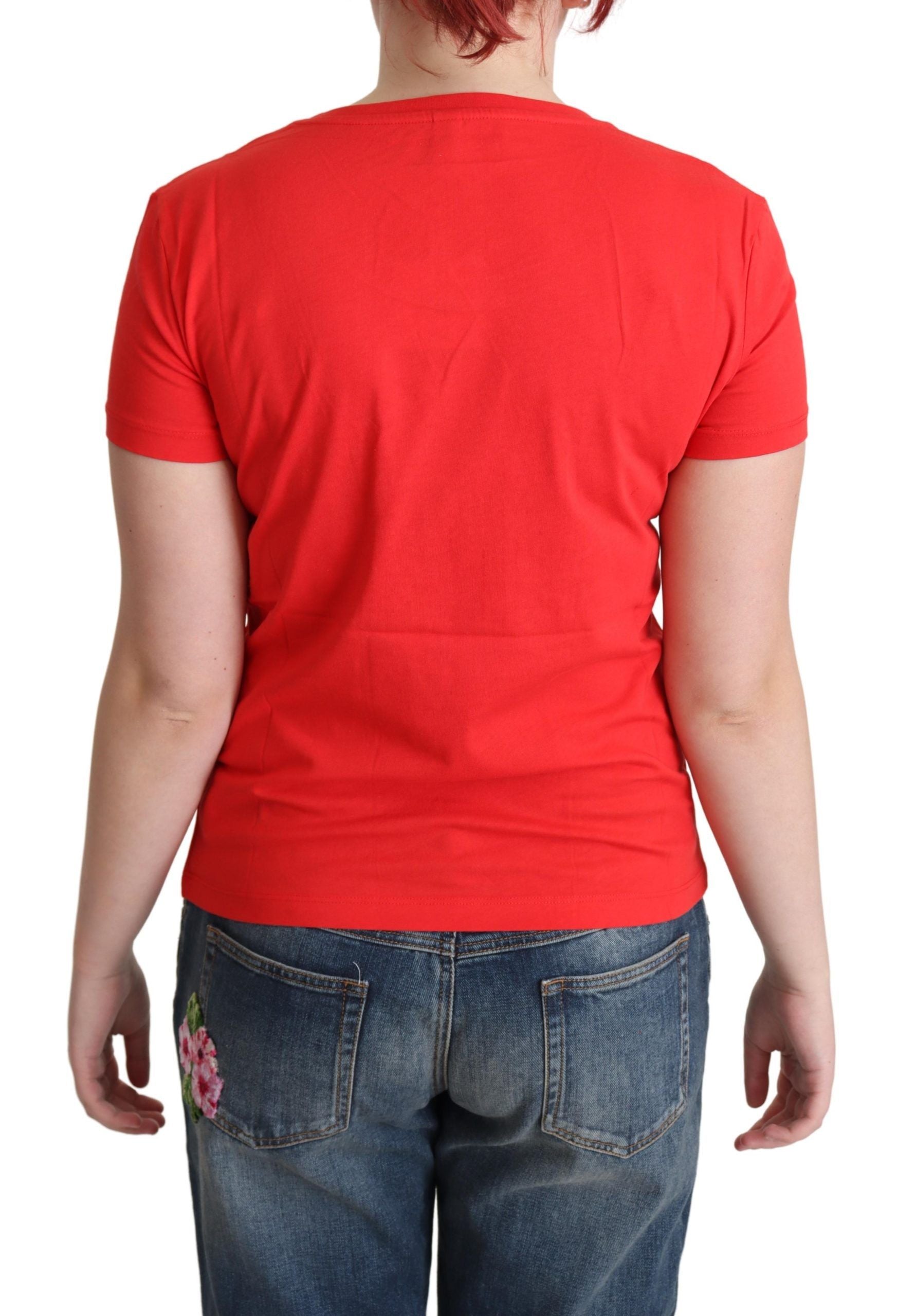 Rote Baumwolle Come Play 4 Us Print Tops Bluse T-shirt