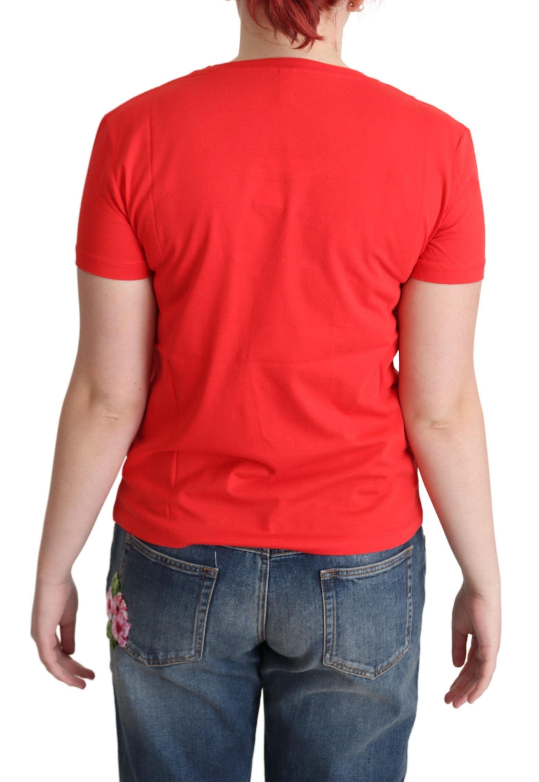 Rot bedruckte Baumwolle kurze Ärmel Tops Bluse T-Shirt