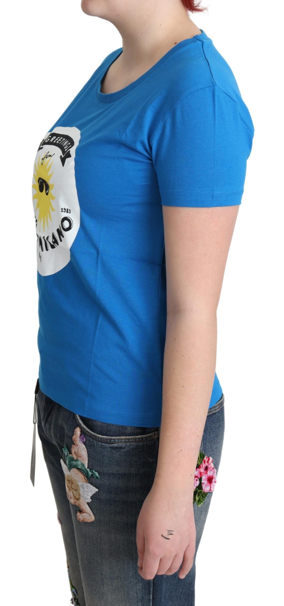 Blaue Baumwolle Sunny Milano Print Tops T-Shirt