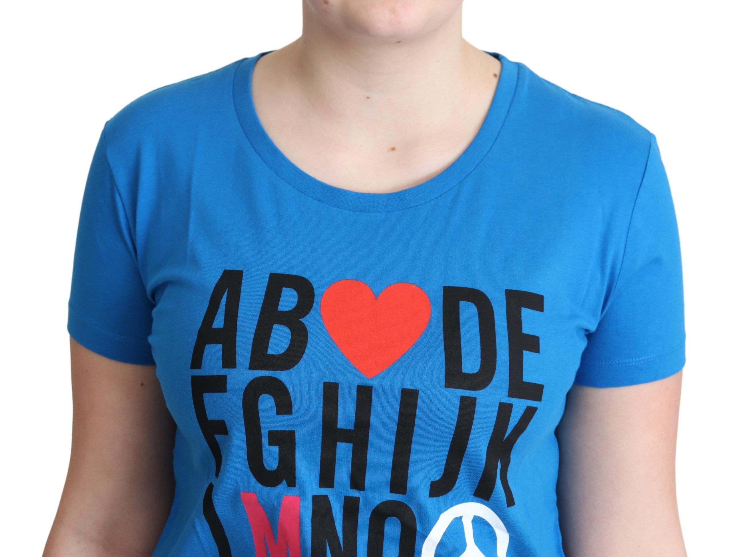 Blaue Baumwolle Alphabet Buchstaben Druck Tops