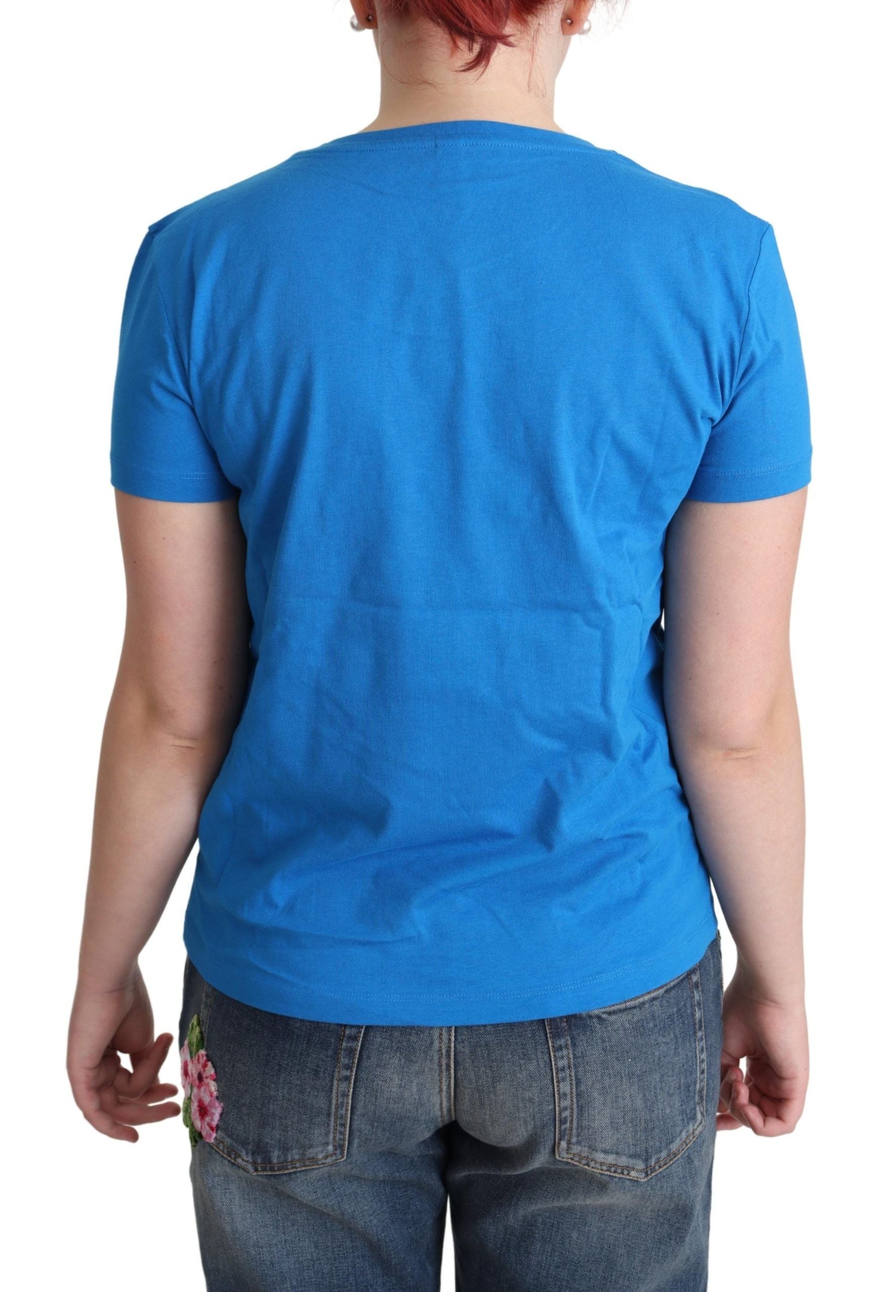 Blaues Triangel-T-Shirt mit grafischer Darstellung aus Baumwolle zum Schwimmen