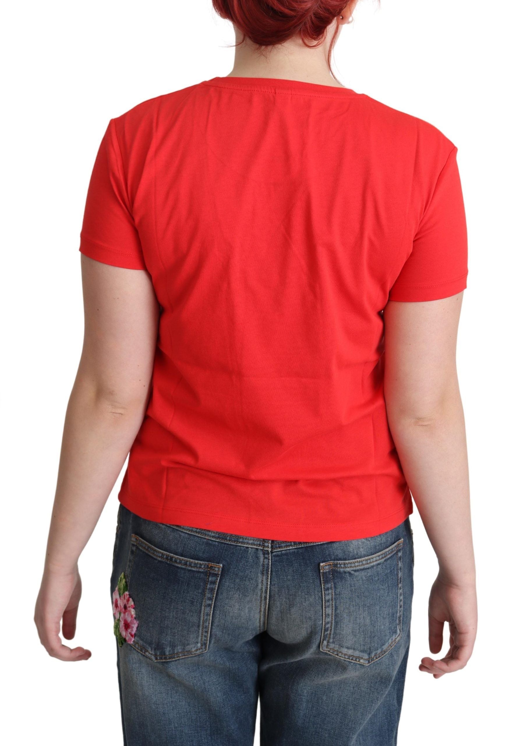 Rotes T-Shirt mit Dreiecksaufdruck aus Baumwolle zum Schwimmen