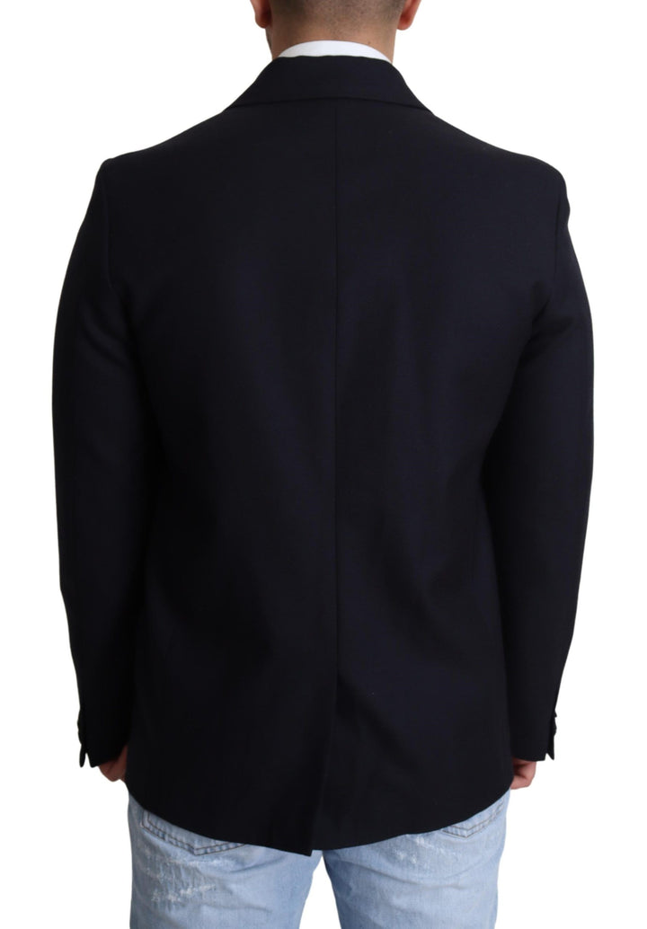 Dunkelblauer Wollmantel einreihig Jacke