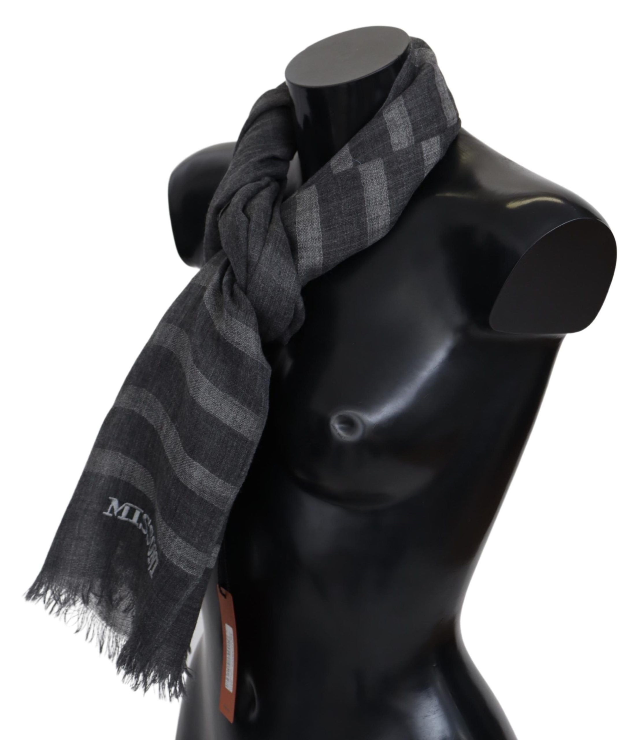 Elegant unisex wool scarf with logo embroidery