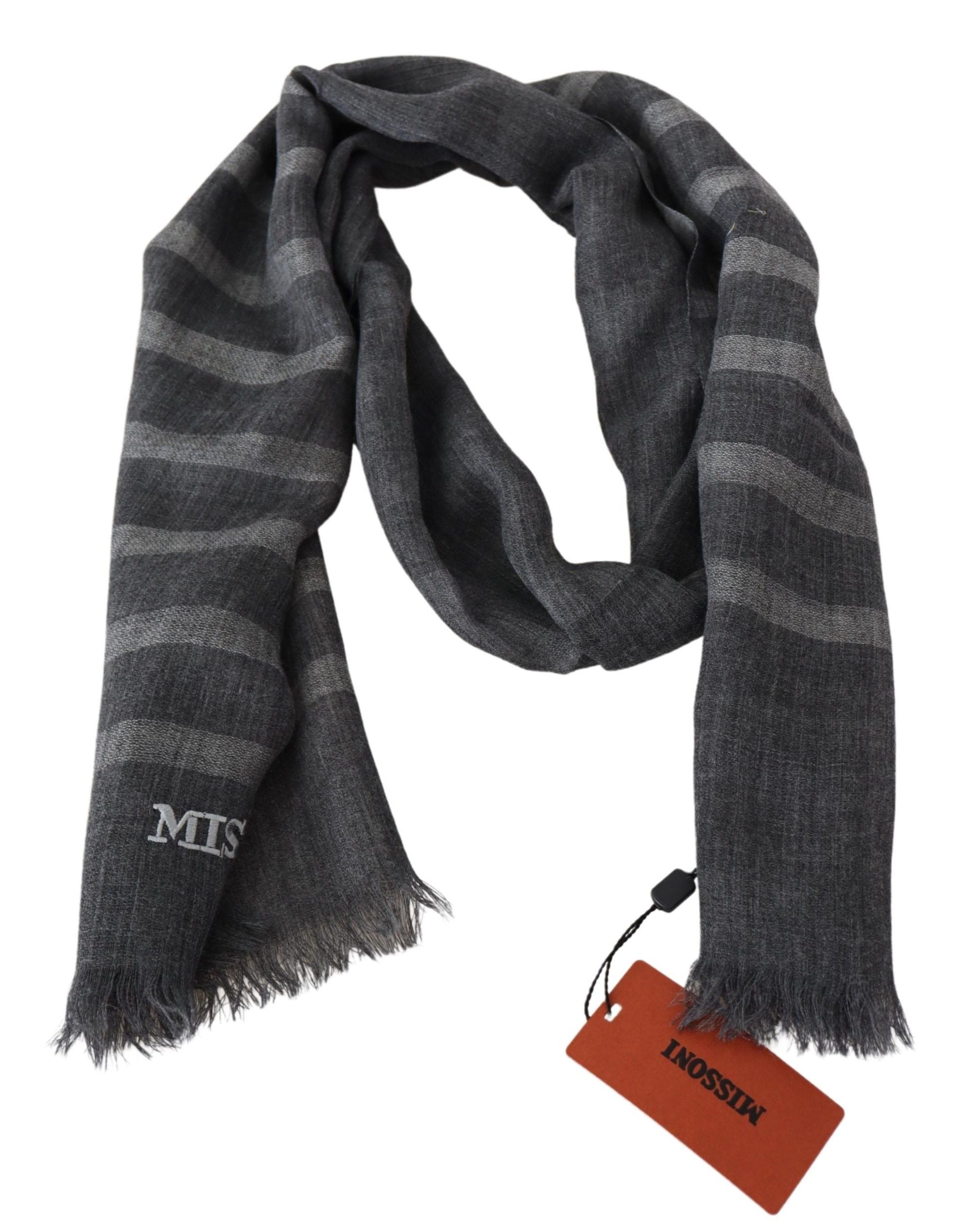 Elegant unisex wool scarf with logo embroidery