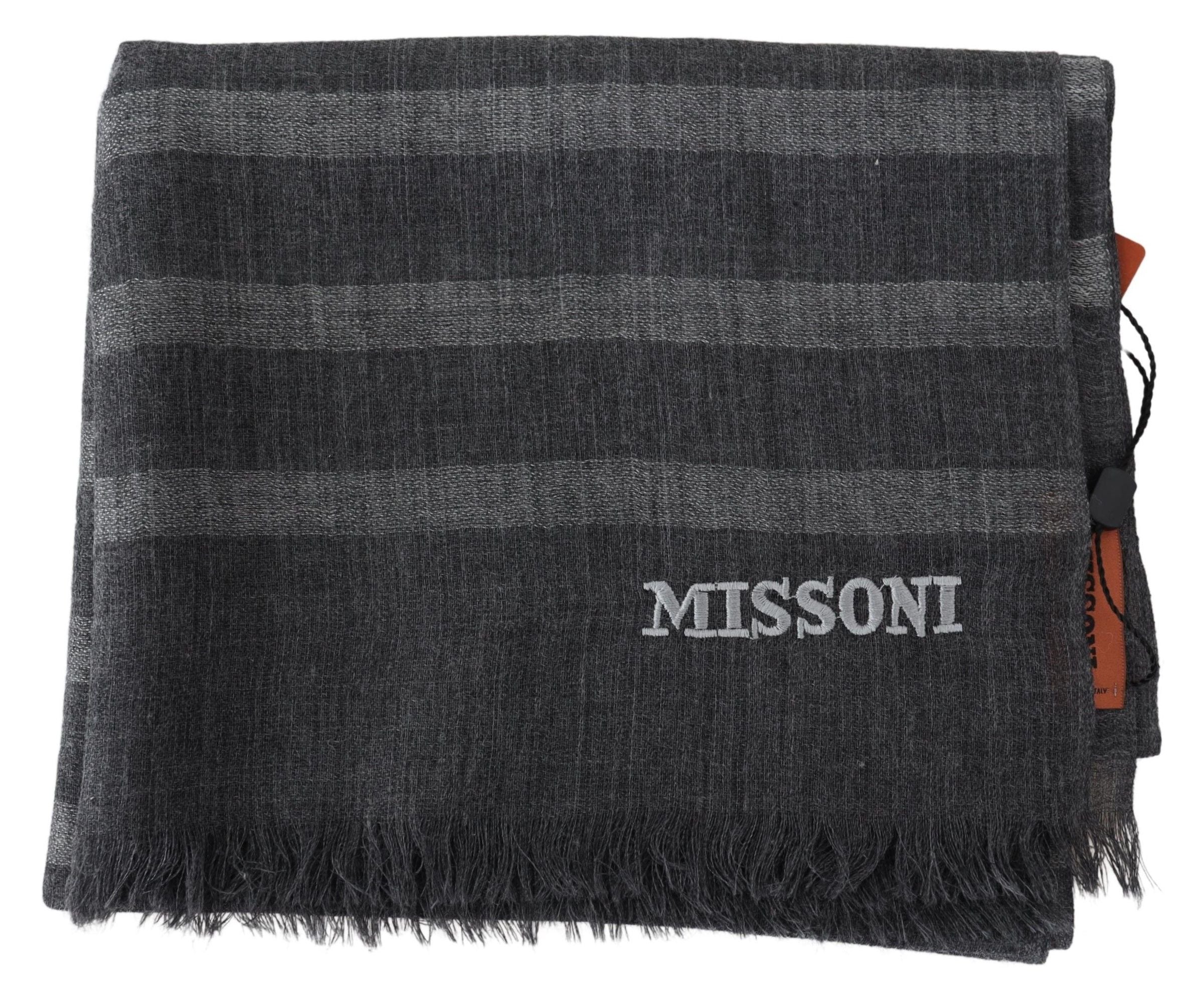 Elegant unisex wool scarf with logo embroidery