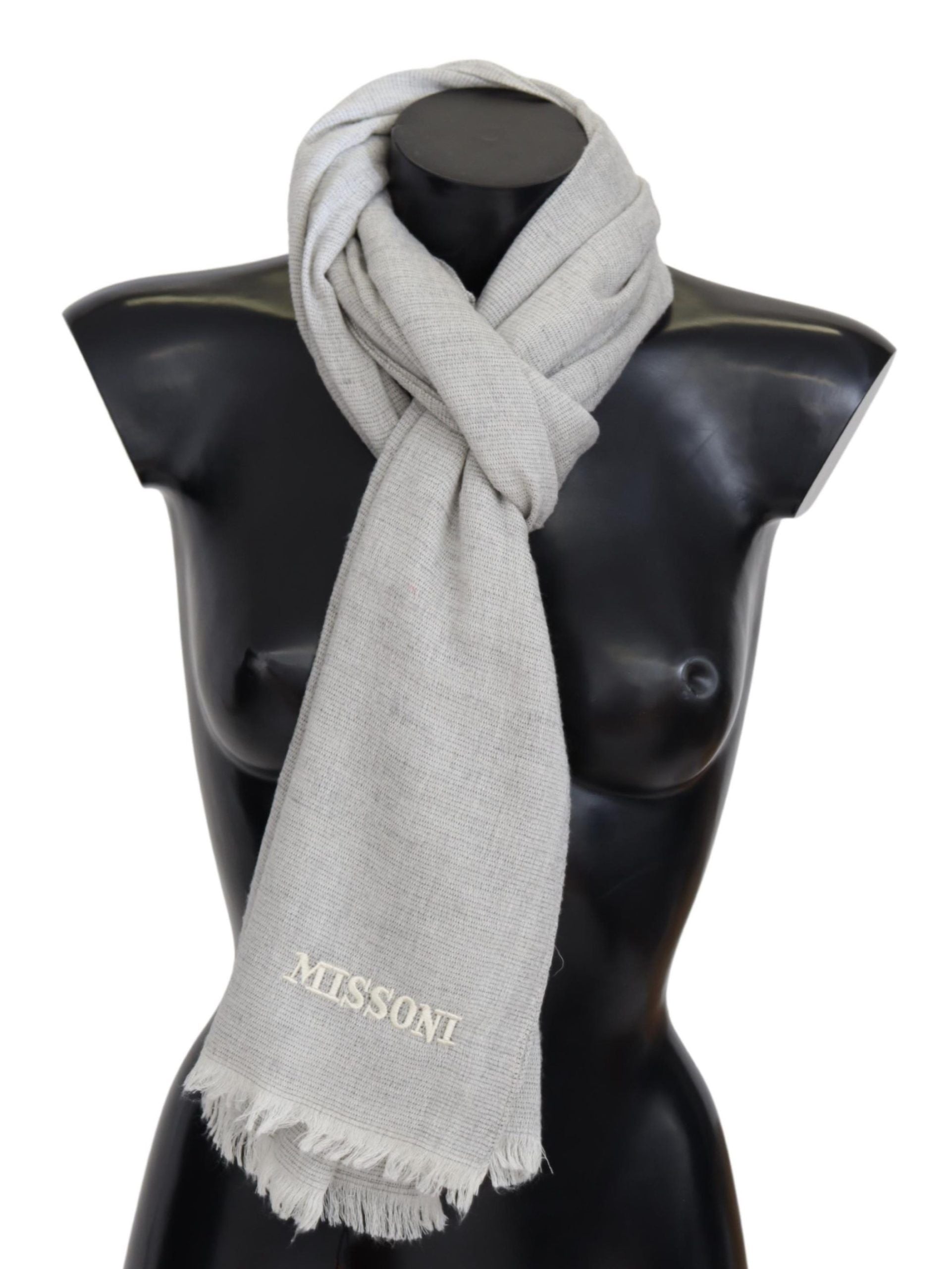 Grauer Wollstrick-Unisex-Halswickelschal