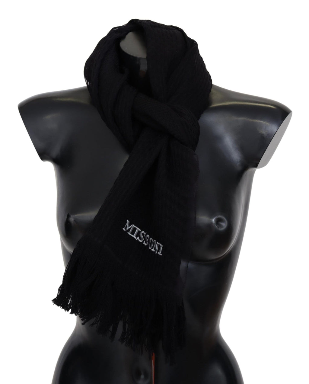 Elegant scarf made of wool and silk, unisex, black