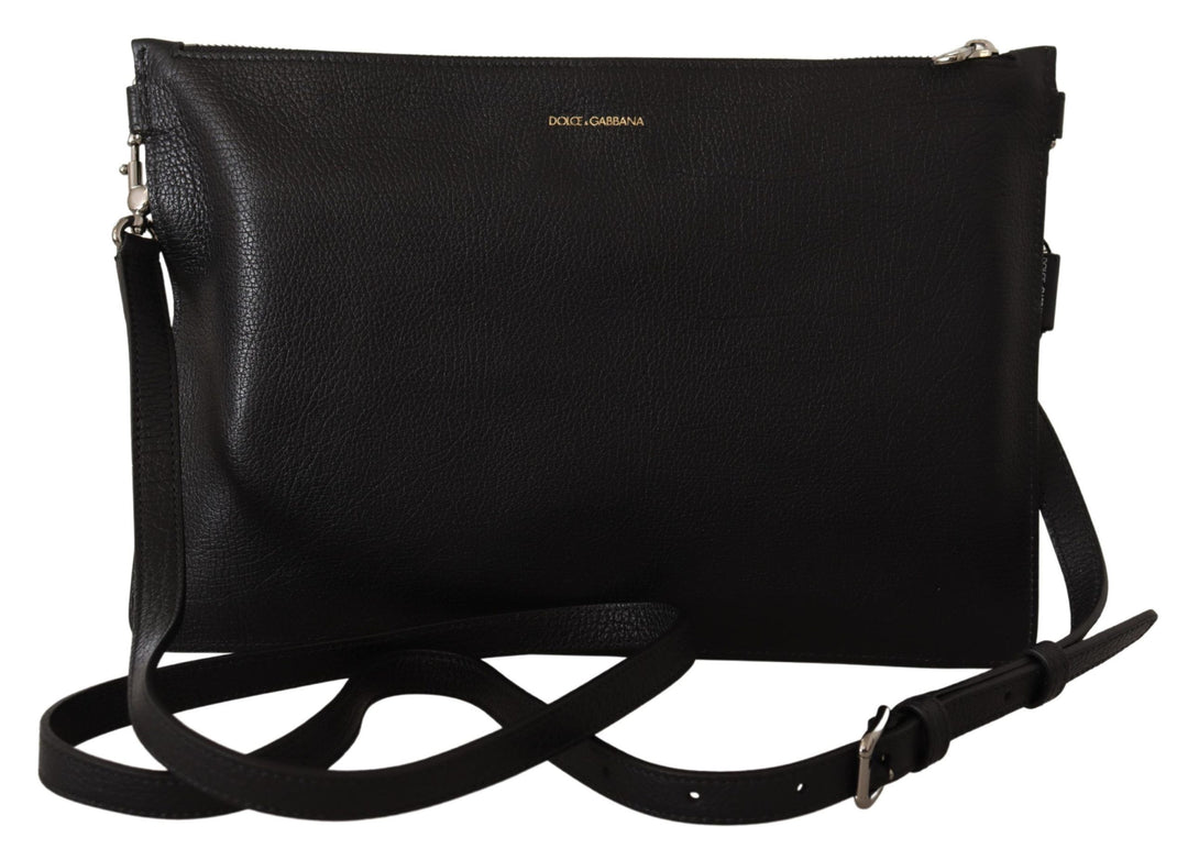 Elegante schwarze Leder Sling Umhängetasche
