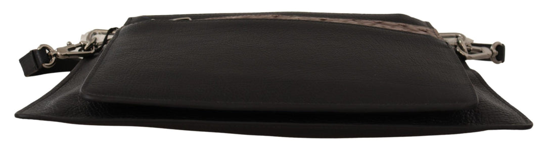 Elegante schwarze Leder Sling Umhängetasche