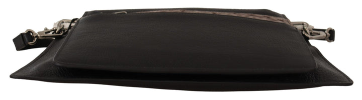 Elegante schwarze Leder Sling Umhängetasche