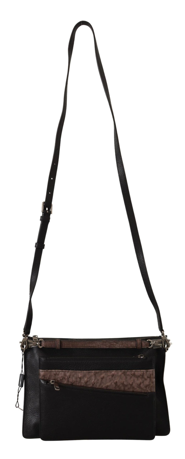 Elegante schwarze Leder Sling Umhängetasche