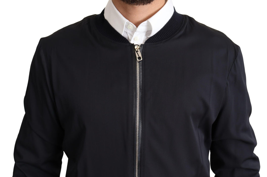 Blauer Seidenmantel Kurzer Bomber Männer Jacke