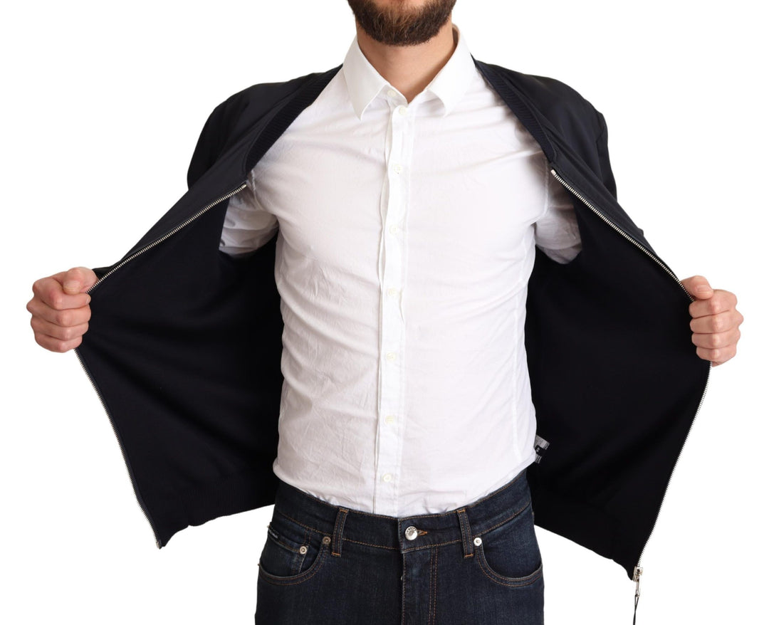 Blauer Seidenmantel Kurzer Bomber Männer Jacke