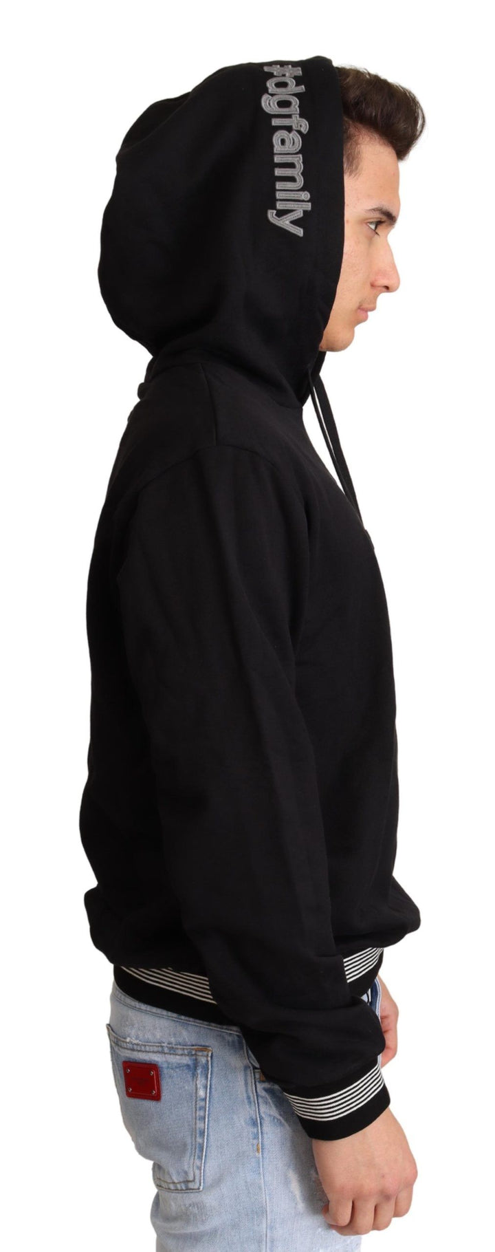 Eleganter bestickter Pullover aus schwarzer Baumwolle