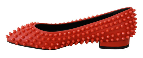 Orange pointed leather flats