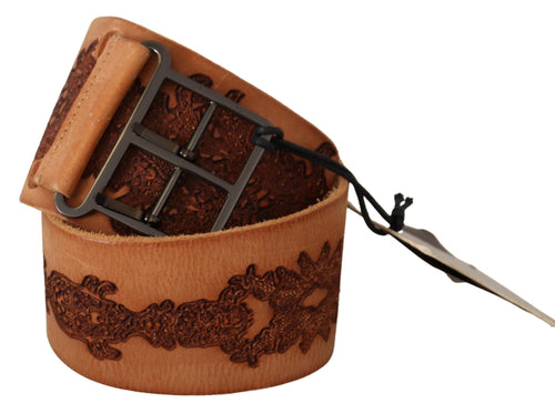 Noble belt with double buckle made of genuine leather