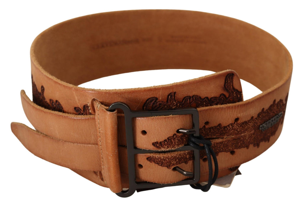 Noble belt with double buckle made of genuine leather