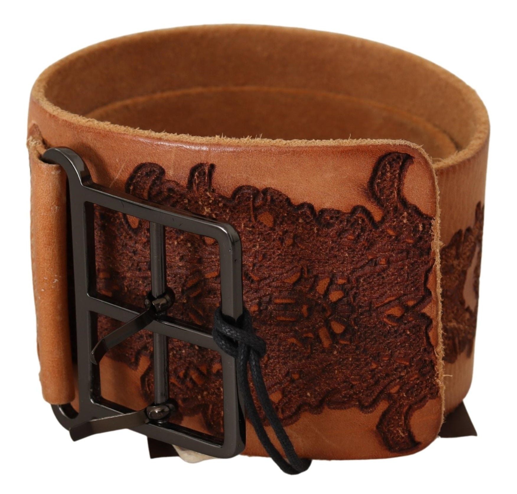 Noble belt with double buckle made of genuine leather