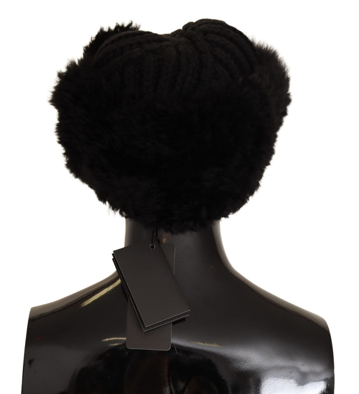 Schwarzer Kaschmir Pelz Frauen Beanie Frauen Hut