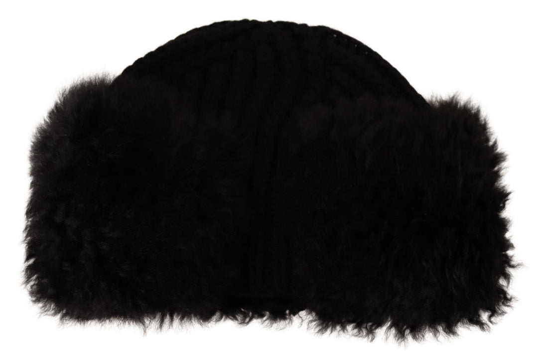 Schwarzer Kaschmir Pelz Frauen Beanie Frauen Hut