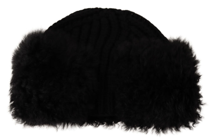 Schwarzer Kaschmir Pelz Frauen Beanie Frauen Hut