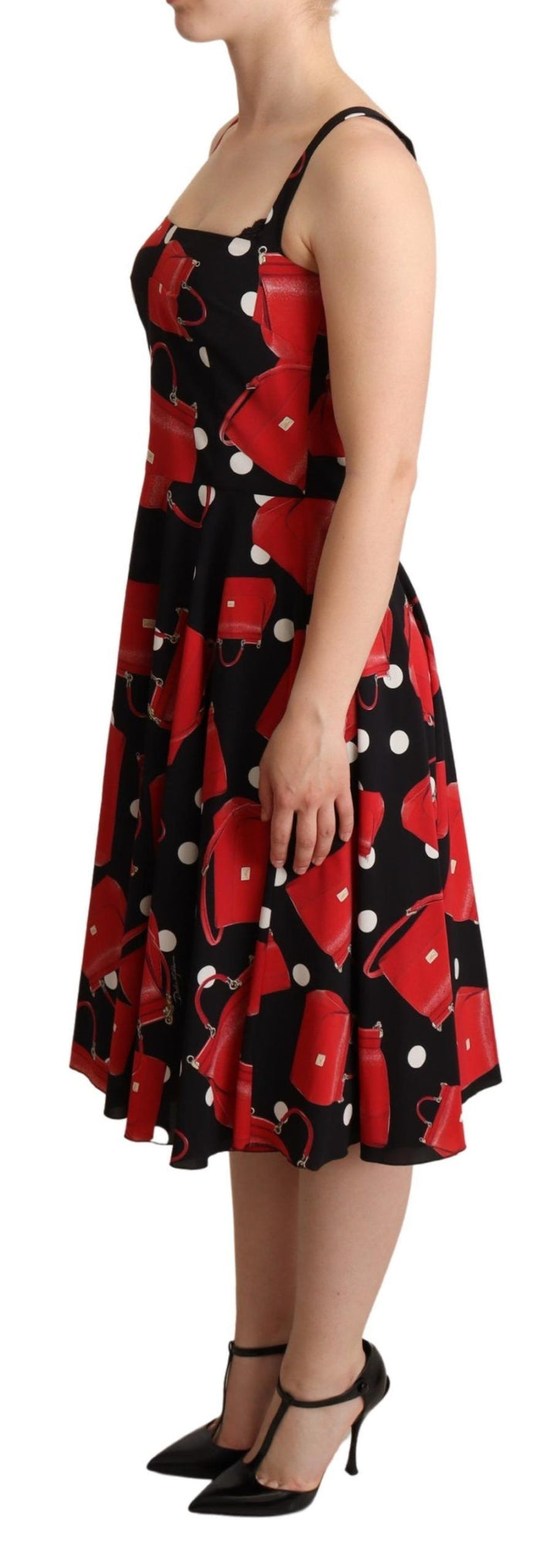 Ärmelloses Midikleid mit sizilianischem Taschendruck