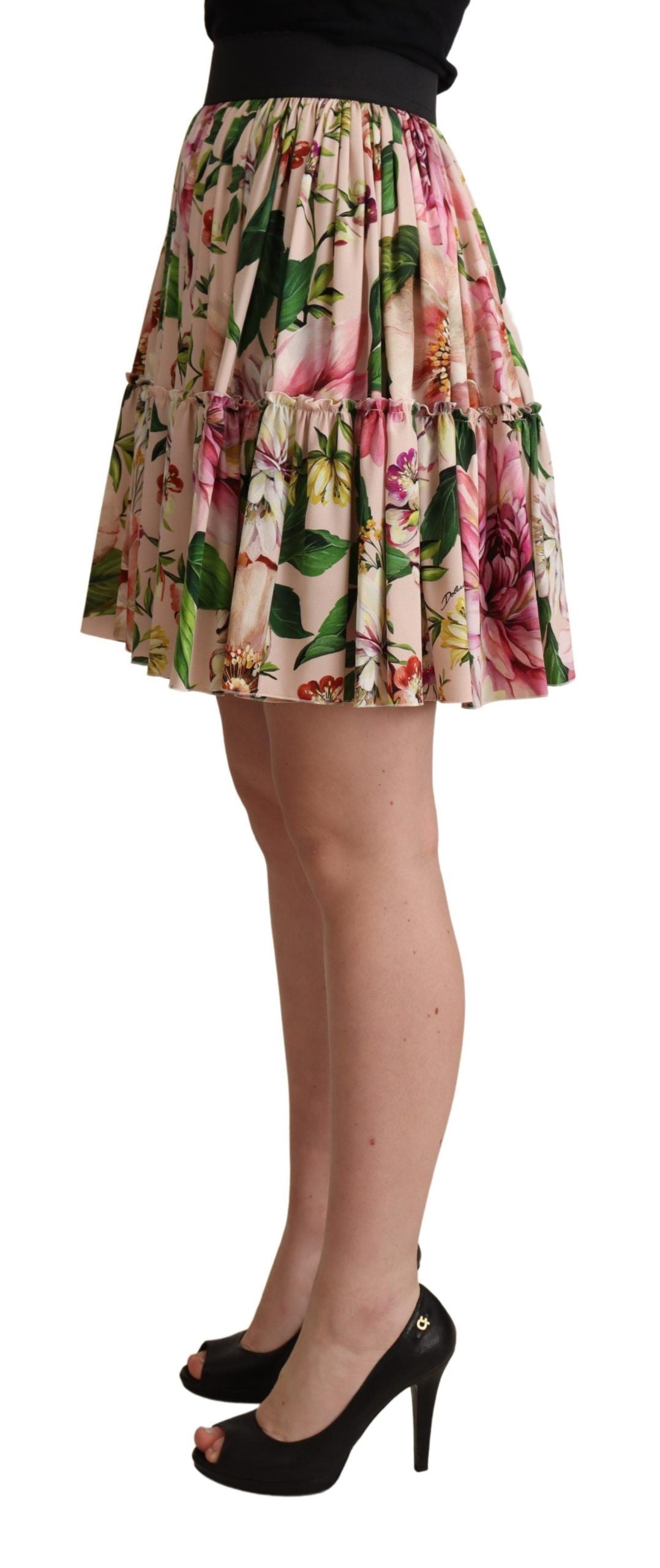 Eleganter floraler Seidenminirock mit hoher Taille