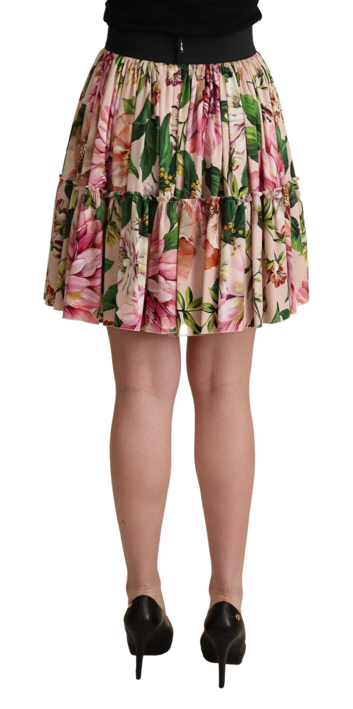 Eleganter floraler Seidenminirock mit hoher Taille
