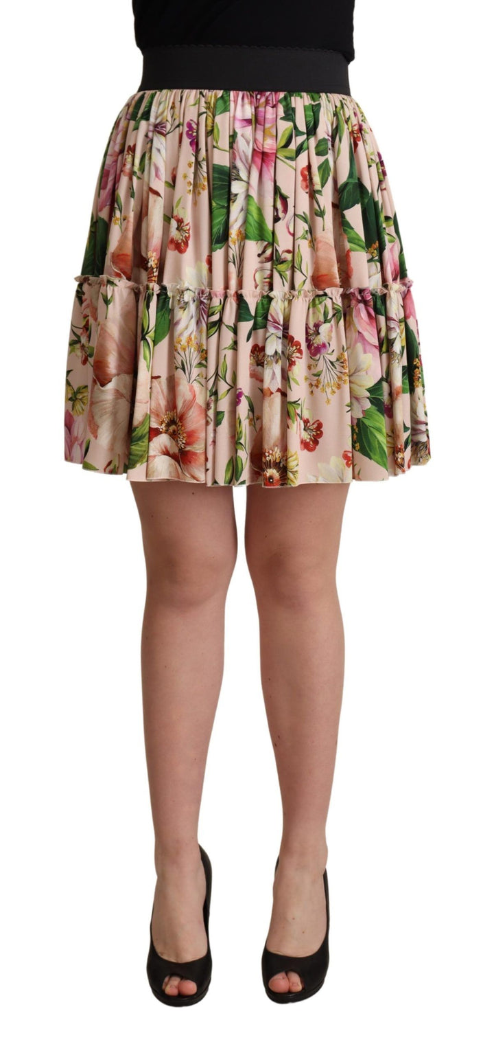 Eleganter floraler Seidenminirock mit hoher Taille
