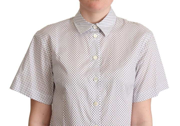 Schickes graues Polka Dot Polo mit kurzen Ärmeln
