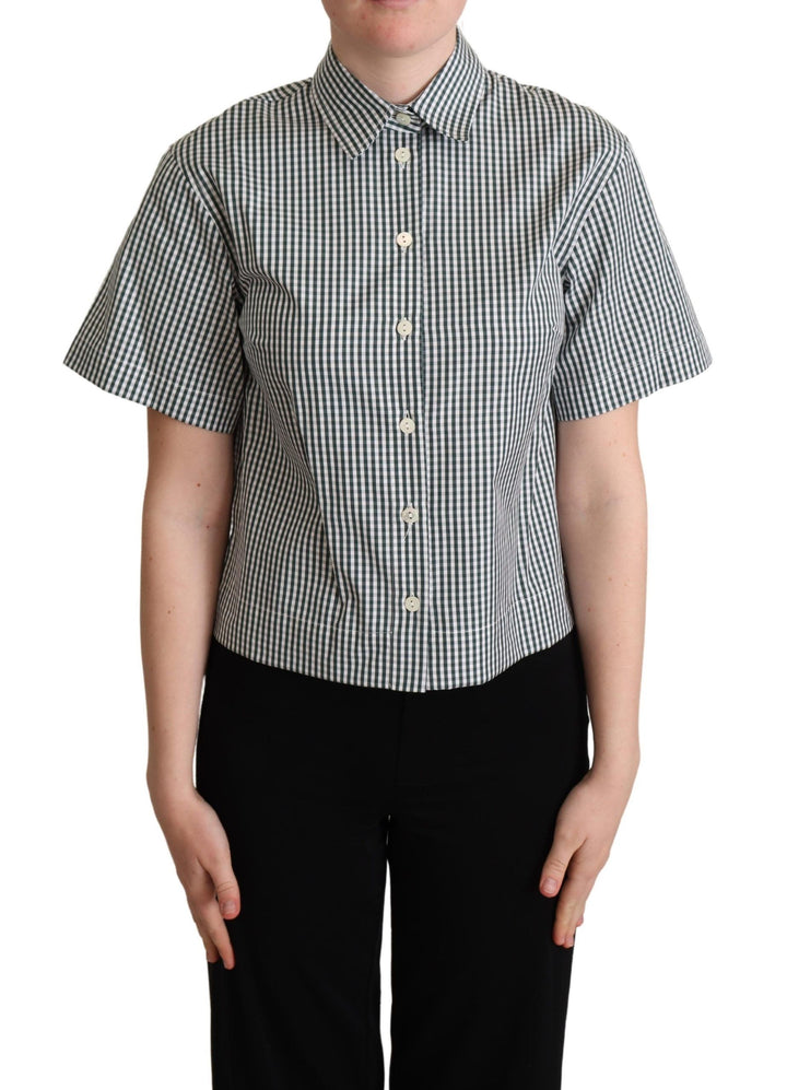 Elegant checked cotton polo shirt
