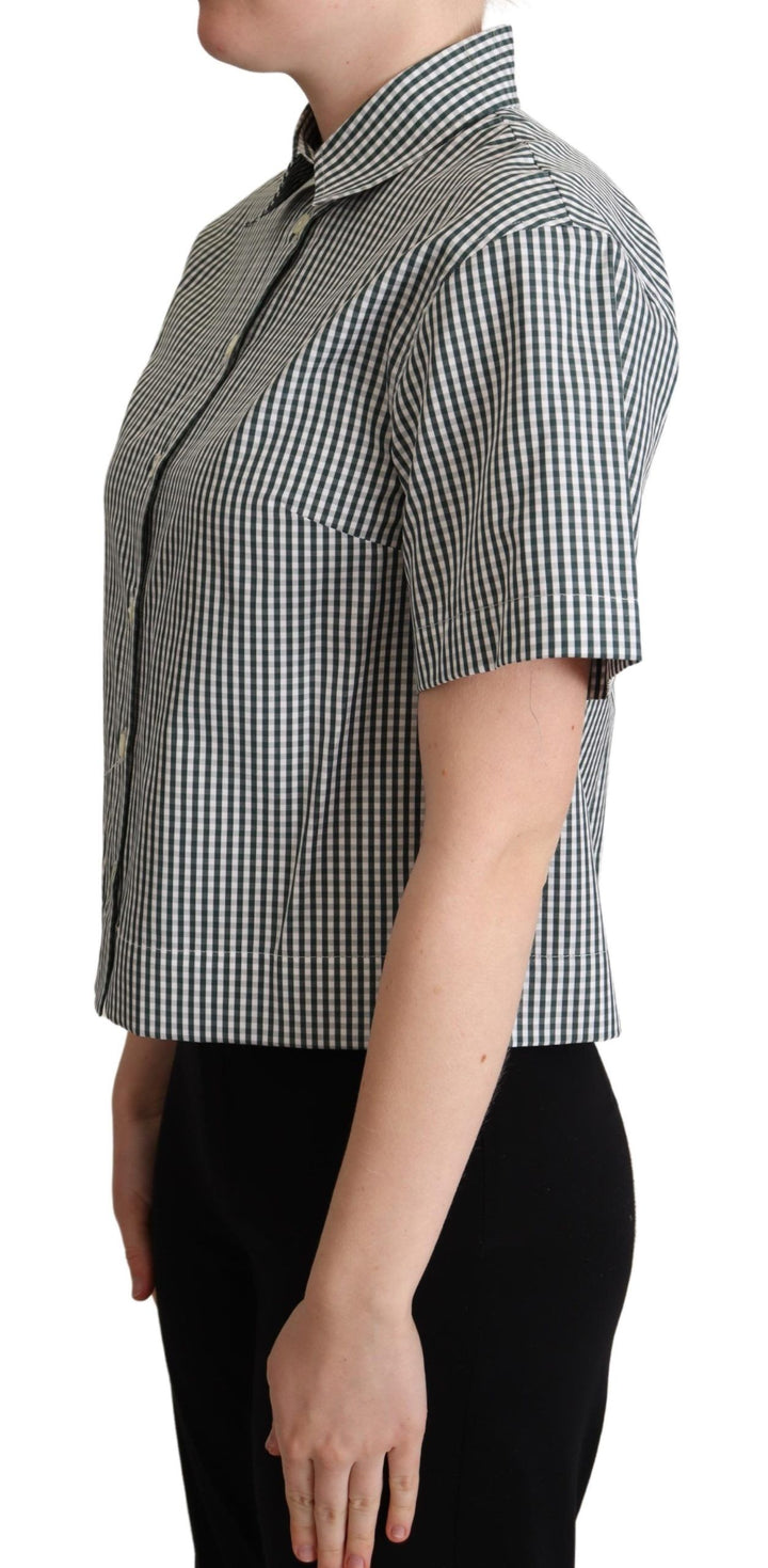 Elegant checked cotton polo shirt