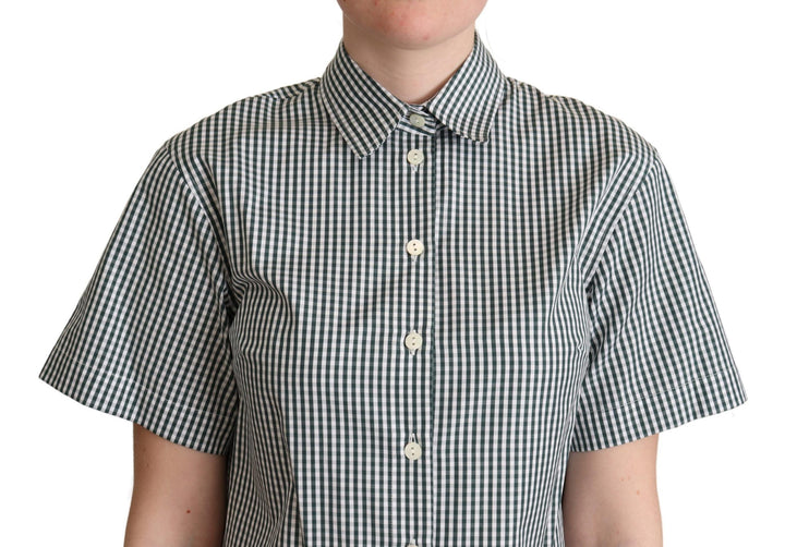 Elegant checked cotton polo shirt