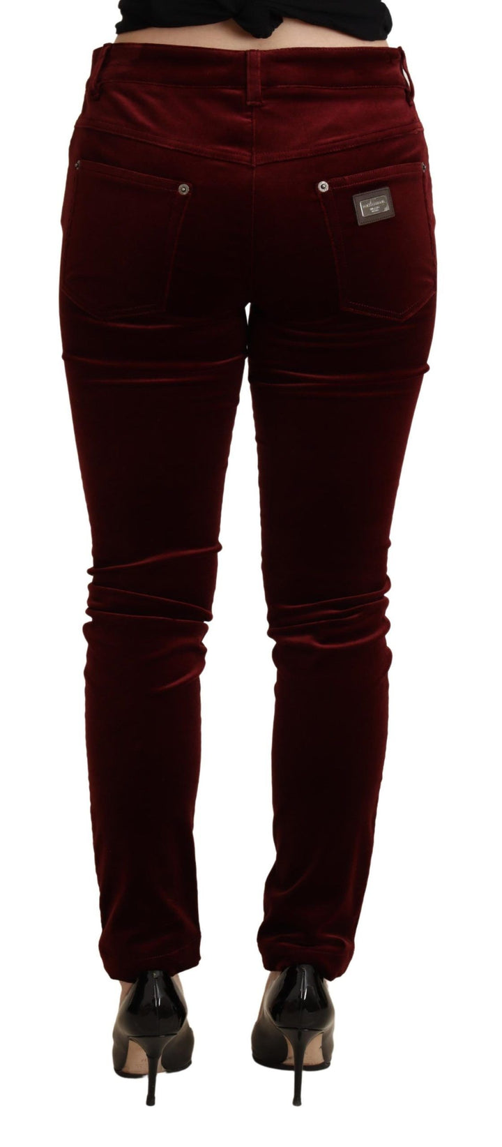Exquisite Bordeauxrote Skinny-Hose