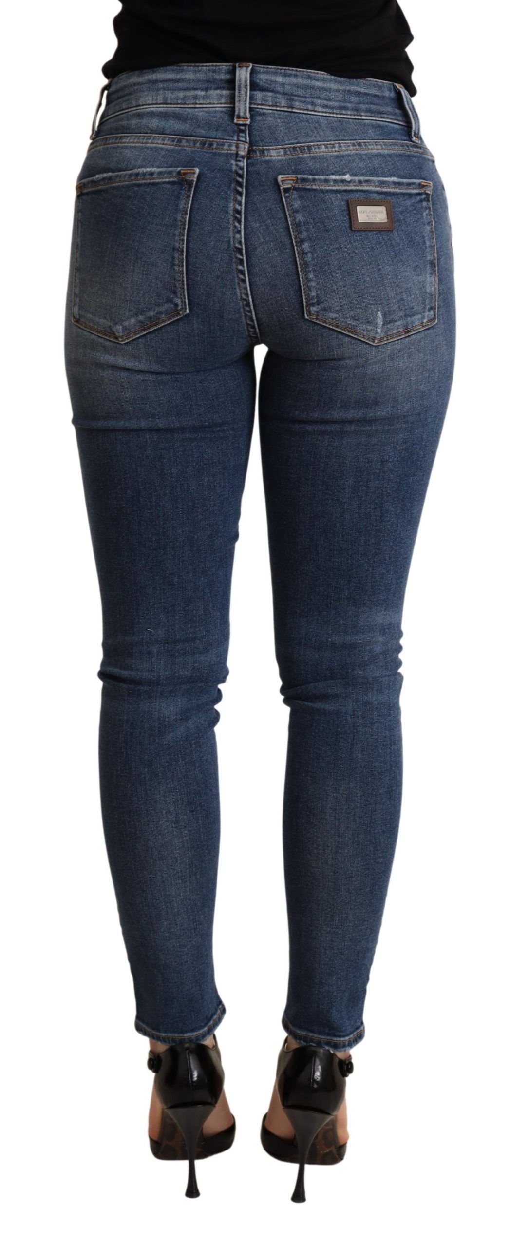 Elegante Skinny-Jeans mit mittlerer Taille in Blau