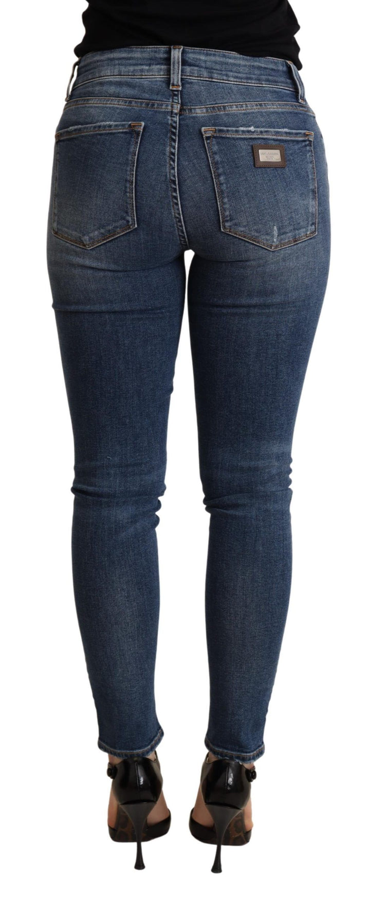 Elegante Skinny-Jeans mit mittlerer Taille in Blau