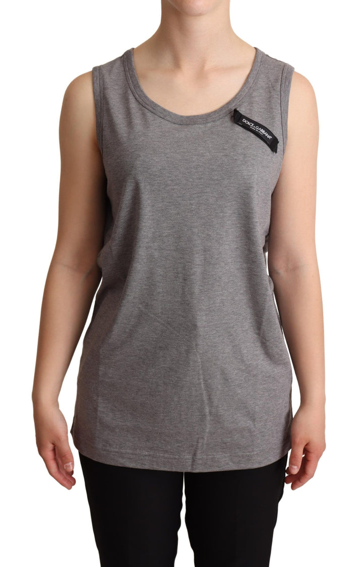 Elegantes ärmelloses Tank-Top aus grauem Baumwoll-Jersey
