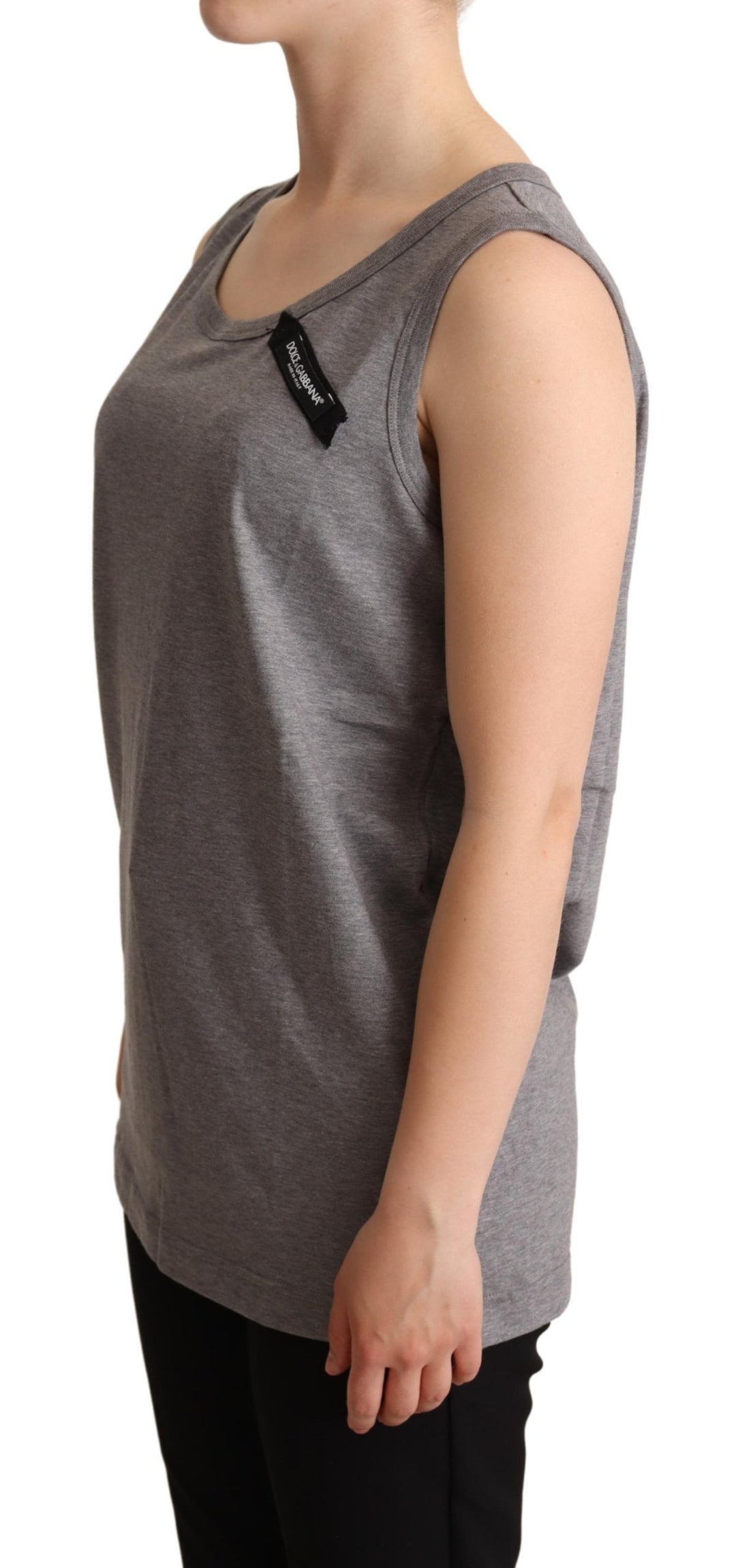 Elegantes ärmelloses Tank-Top aus grauem Baumwoll-Jersey