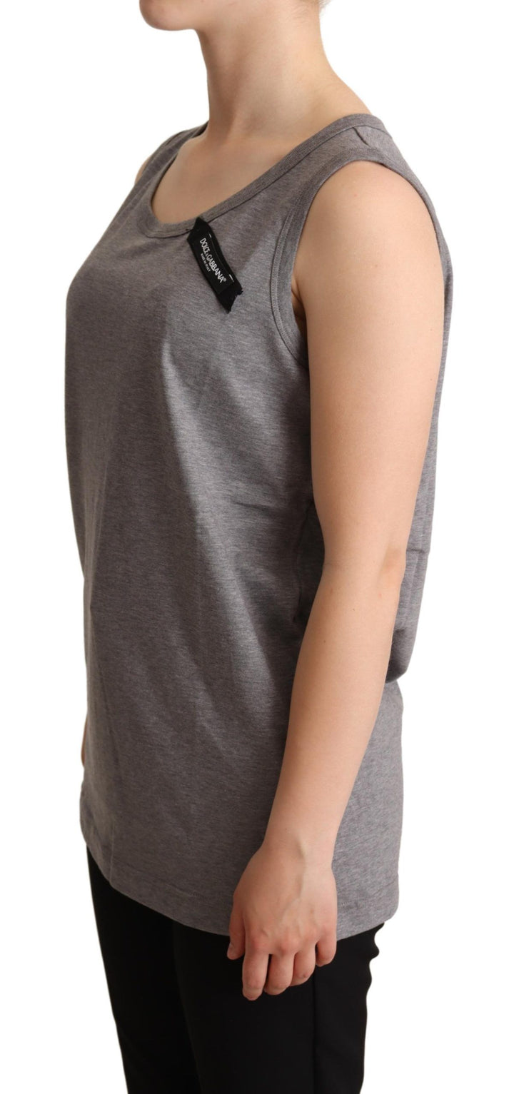 Elegantes ärmelloses Tank-Top aus grauem Baumwoll-Jersey