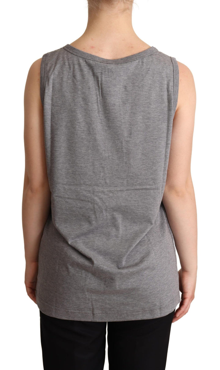 Elegantes ärmelloses Tank-Top aus grauem Baumwoll-Jersey